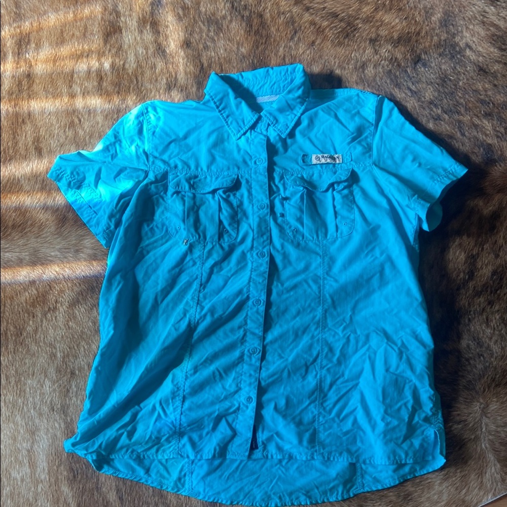 Blue Short Sleeve Fishing Shirt